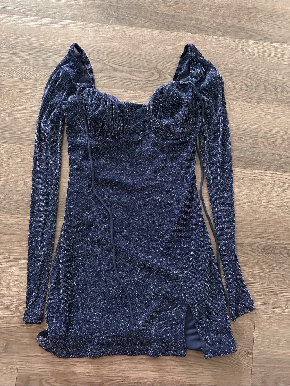 Princess Polly Sparkle Navy Long Sleeve Mini Dress